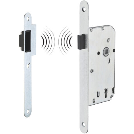 Thirard – Serrure encastrable magnétique à clé pour porte de chambre – Axe 50mm – Acier fer satiné – 1 clé incluse – Têtière à bouts ronds