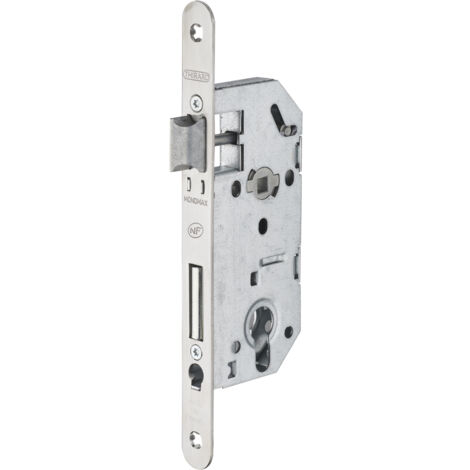 Thirard – Serrure encastrable Monomax NF pour cylindre européen – Axe 40mm – Têtière inox – Mécanisme à 2 tours – Fréquence d'utilisation 200 000 cycles