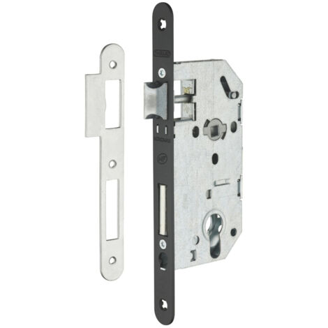 THIRARD - Serrure encastrable Monomax NF pour cylindre européen, axe 45mm, bouts ronds, têtière noire - THIRARD
