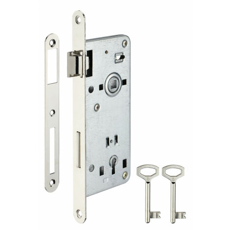 Thirard – Serrure encastrable monopoint pour porte intérieure – Entraxe 90mm – Pêne en alliage zingué – Coffre en acier embouti – Livrée avec 2 clés
