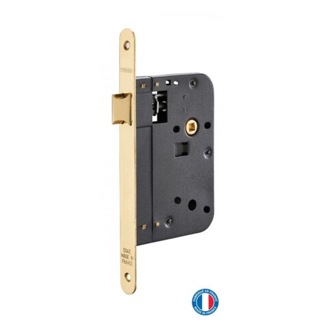 THIRARD - Serrure encastrable pour porte intérieure, axe 70mm, bouts ronds, laiton poli verni - THIRARD
