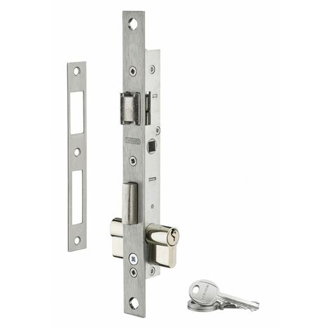 Thirard – Serrure encastrée à cylindre 10.5 mm – Coffre acier – Têtière inox – 3 clés crantées – Cylindre nickelé 30x30 mm, 5 goupilles