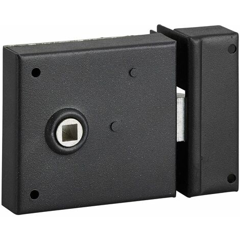 THIRARD - Serrure horizontale en applique à fouillot pour porte int., pêne 1/2tour seul, axe 60mm, carré 8mm, 85x76mm, noir