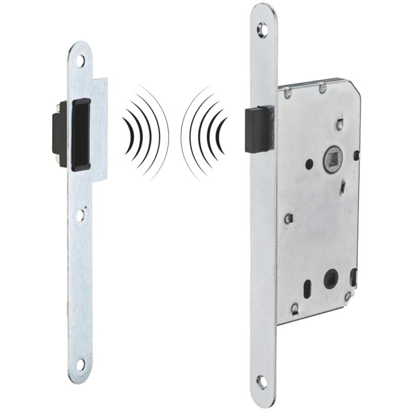 Serrure encastrable magnétique à condamnation pour salle de bain et toilette, axe 50mm, bouts ronds