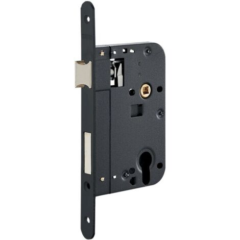 Thirard – Serrure monopoint à encastrer 80mm – Axe 70mm – Pêne dormant en laiton – Finition noire époxy pour portes d'entrée