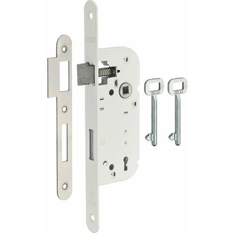 Thirard – Serrure monopoint encastrée 135mm – Entraxe 70mm – Axe 40mm – Pêne dormant 3 gorges – Finition époxy blanche