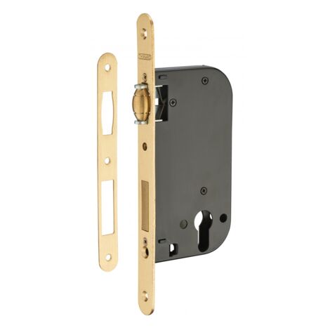 Thirard – Serrure monopoint encastrée pour porte d'entrée – Rouleau en laiton – Gâche plate en acier – Coffre en acier embouti