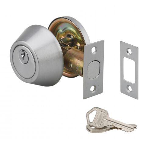 Thirard – Serrure multipoint en applique à bouton pour porte d'entrée – Axe réglable 60/70mm – 3 clés en acier nickelé – Pêne avec dispositif antisciage