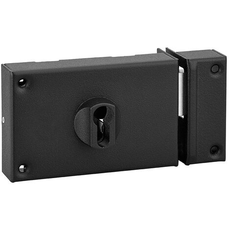 Thirard – Serrure multipoint en applique double entrée pour porte de cave – Pêne soudé en acier zingué – Axe 70mm – Mécanisme 2 tours – Dimensions 140x88mm – Noir