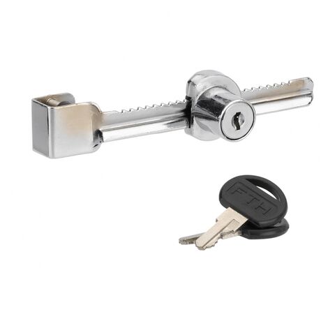 Thirard – Serrure pour vitrine à porte coulissante – Cylindre à paillettes en acier – 2 clés nickelées gainées PVC – Dimensions 20.5 x 120 mm