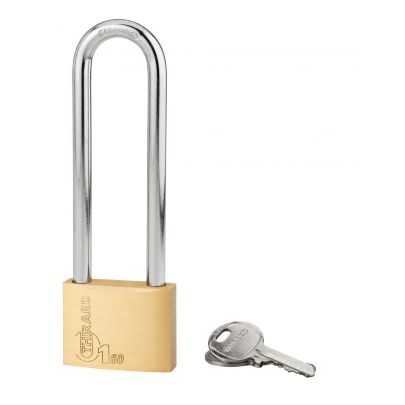 Cadenas à clé Type 1+, intérieur, laiton, anse haute acier, 60mm, 2 clés