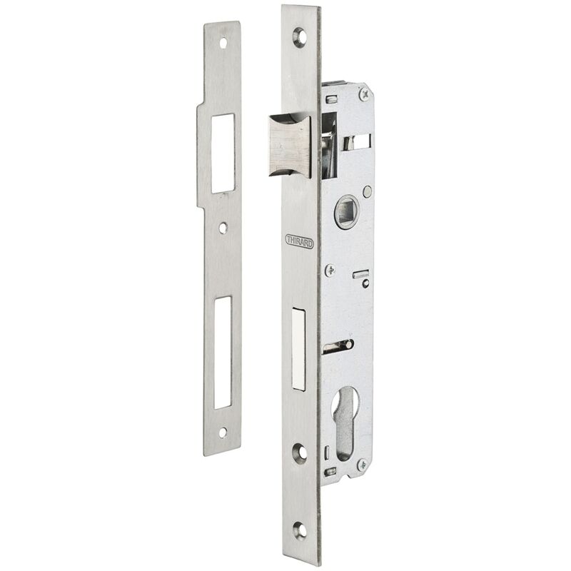 Serratura da incasso a cilindro europeo per infissi in metallo, asse 20mm, piastra quadra, zincato - THIRARD