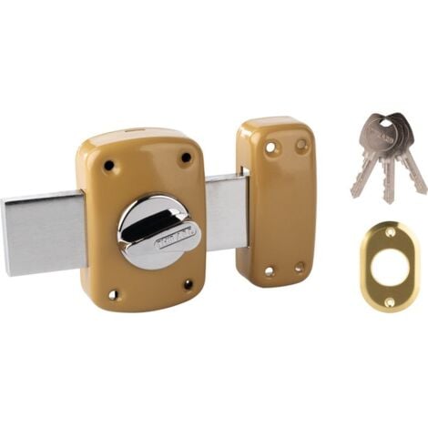 THIRARD - Verrou à bouton Corvette pour porte de garage, cylindre 30mm, pêne 160mm, acier, 3 clés, époxy bronze - THIRARD