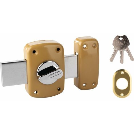 THIRARD - Verrou à bouton Corvette pour porte de garage, cylindre 30mm, pêne 160mm, acier, 3 clés, époxy bronze - THIRARD