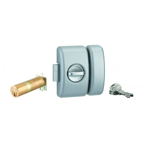 Thirard – Verrou à bouton cylindre réglable 35-80mm – 3 clés laiton nickelé – Protection contre perçage – 80471