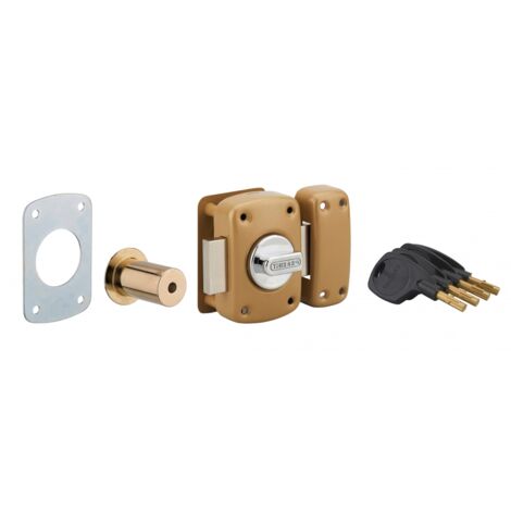 Thirard – Verrou à bouton Surveyor 45mm – Cylindre en laiton avec 4 clés – Coffre acier embouti – Protection contre le perçage