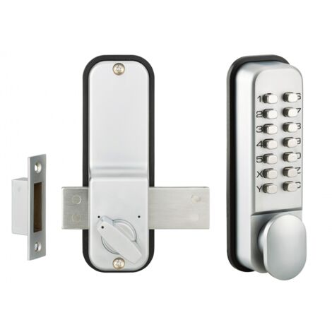 THIRARD - Verrou à combinaison mécanique en applique pour porte intérieure, 8 chiffres ou lettres, chromé mat - THIRARD