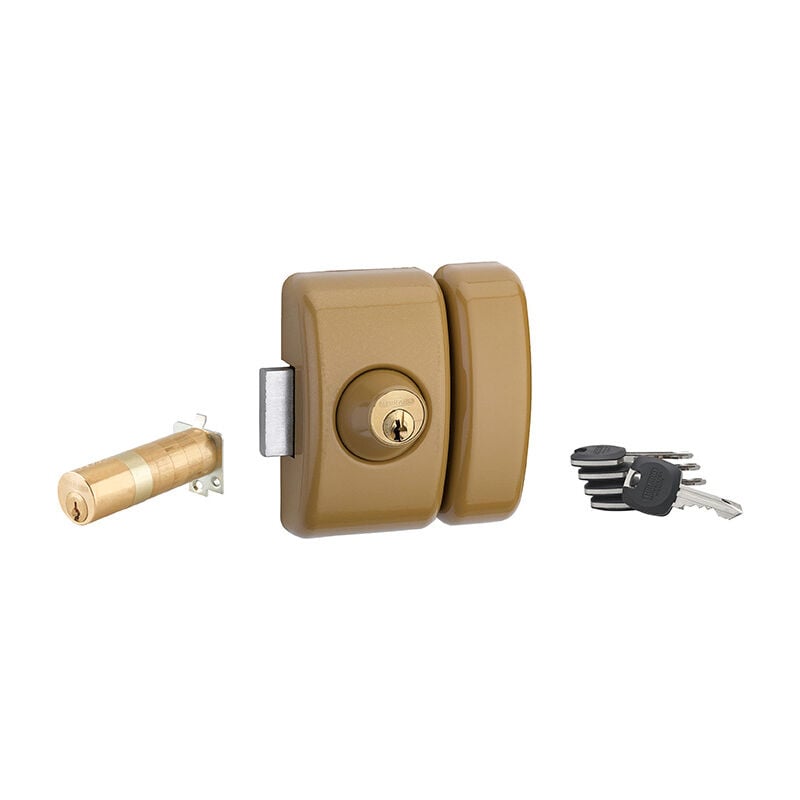 Verrou double entrée Universel ajustable pour entrée, hg 5+, dim. cylindre de 35 à 80mm, acier, 5 clés, epoxy bronzze