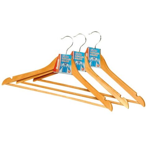 Lot de 2 Cintres en Bois Velours 44cm Naturel