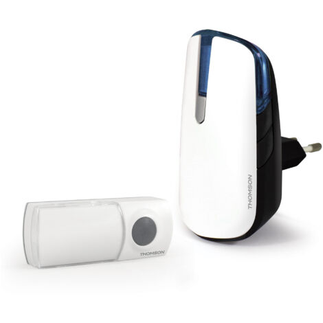 Thomson – Carillon sans fil 150 mètres – Flash lumineux – Installation rapide sur prise – Compatible avec plusieurs boutons d'appel