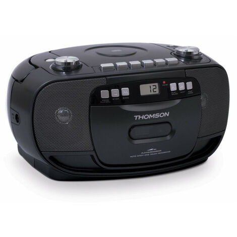 Thomson – Lecteur CD cassette radio portable – Radio FM analogique – Écran LCD rétroéclairé – Entrée auxiliaire jack 3,5 mm