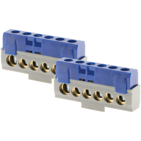 Thomson – Lot de 2 borniers neutres 6 connexions – Couleur bleue – Intensité 100A – Résistance jusqu'à 850°C – Conforme aux normes CE