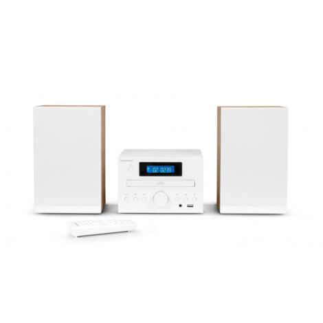 Thomson – Micro-chaîne HiFi Bluetooth MIC121BT – Lecteur CD, radio FM, 50W, AUX-IN, USB, égaliseur, télécommande – Blanc