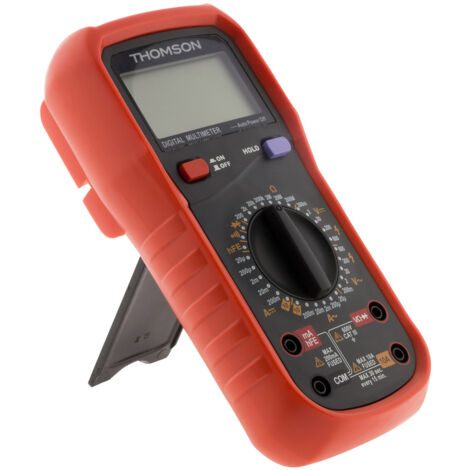 Thomson – Multimètre digital antichoc 8 fonctions CAT III 600V – Écran LCD – Mesure jusqu'à 10A et 600V – Test de diode – Fonction Hold