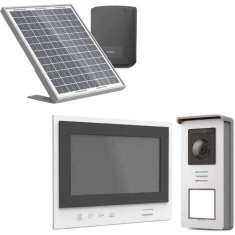 Thomson – Visiophone solaire sans fil avec écran nomade – Installation facile – Fonction 'Door Check' – Panneau solaire 20W – Autonome