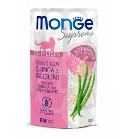 Thon stérilisé Monge Supreme pour chat avec quinoa et haricots verts 80 g