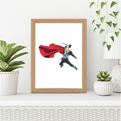 main image of "Thor Wall Art Print | Gift for Marvel Comic & Film Fans | A3 with Oak Frame by Artizzan"