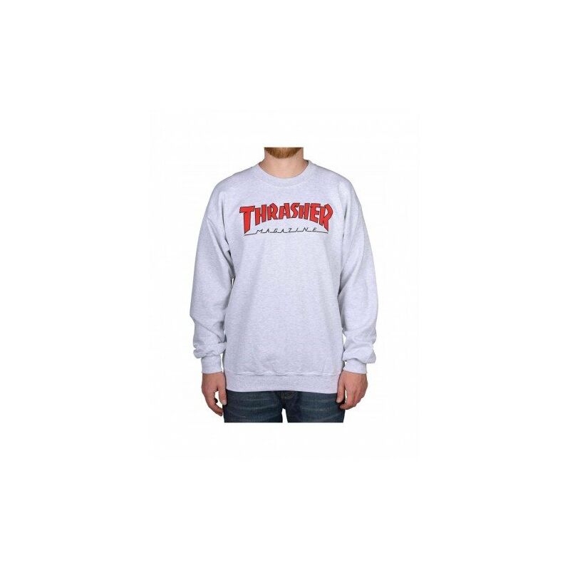 

Thrasher Outlined Crew Grey-Red - Sudadera gris. Talla S