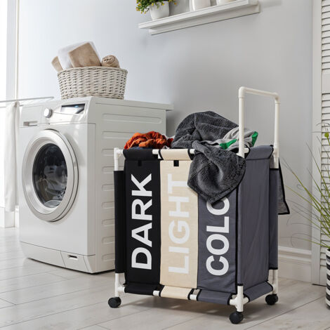 Three-color 110-liter Three-section Waterproof Laundry Basket 63cm (W) x 35cm (D) x 89cm (H)