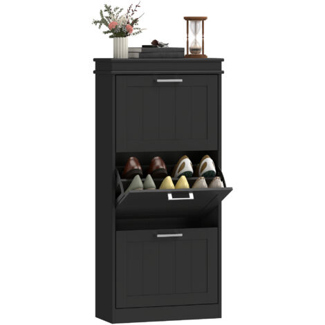 Three-Drawer Minimalistic Shoe Cabinet - Black