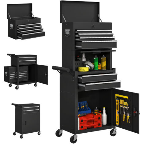 Three-Part Steel Locking Tool Chest - Black
