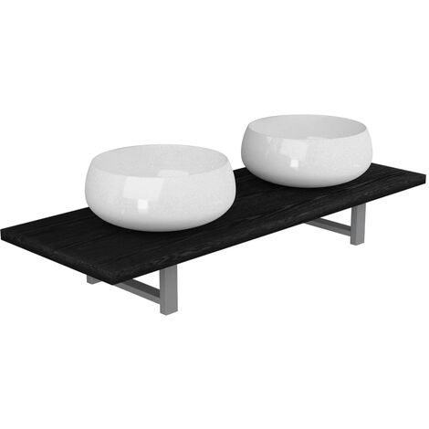 Three Piece Bathroom Furniture Set Ceramic Black