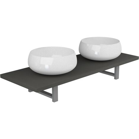 Three Piece Bathroom Furniture Set Ceramic Grey