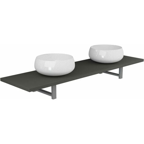 Three Piece Bathroom Furniture Set Ceramic Grey