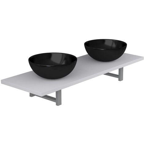 Three Piece Bathroom Furniture Set Ceramic White