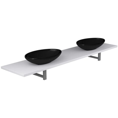 Three Piece Bathroom Furniture Set Ceramic White