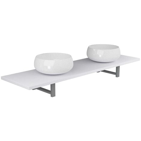 Three Piece Bathroom Furniture Set Ceramic White