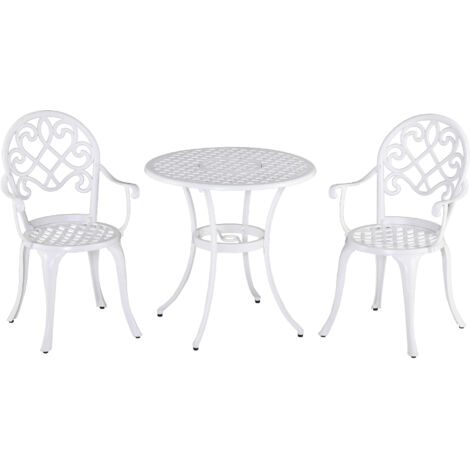 Three-Piece Elegant Aluminium Garden Set - White