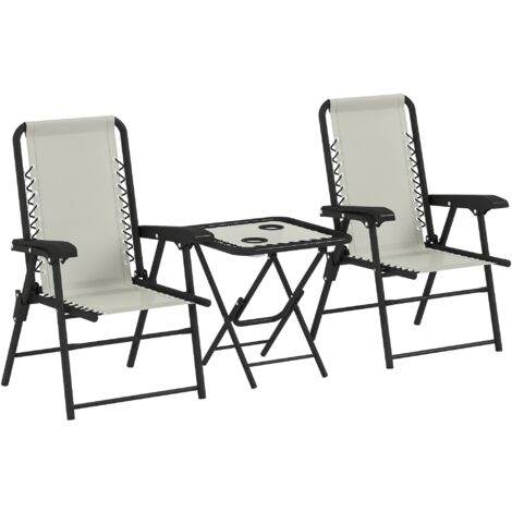 Three-Piece Garden Table and Chair Set - Cream White