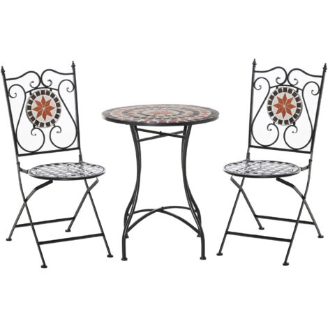 Three-Piece Mosaic Bistro Table Set - Multicoloured
