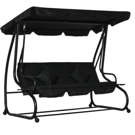Three-Seater Garden Swing Bed - Black