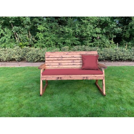 Three Seater Rocker with Burgundy Cushion - Fully Assembled W170 x D74 x H102