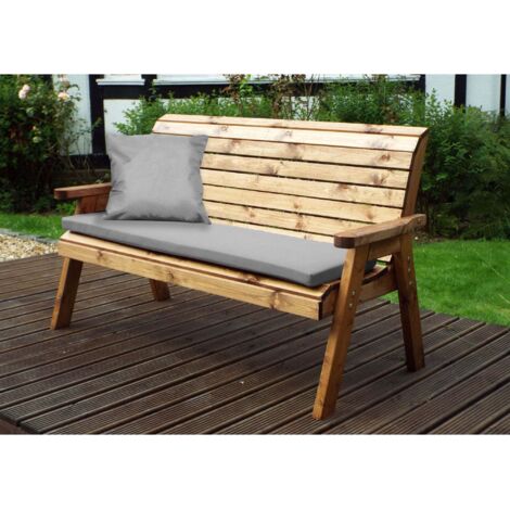 Three Seater Winchester Bench with Grey Cushions - Fully Assembled W170 x D74 x H98
