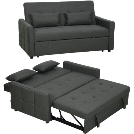 Three-Way Two-Seater Sofa Bed - Charcoal Grey