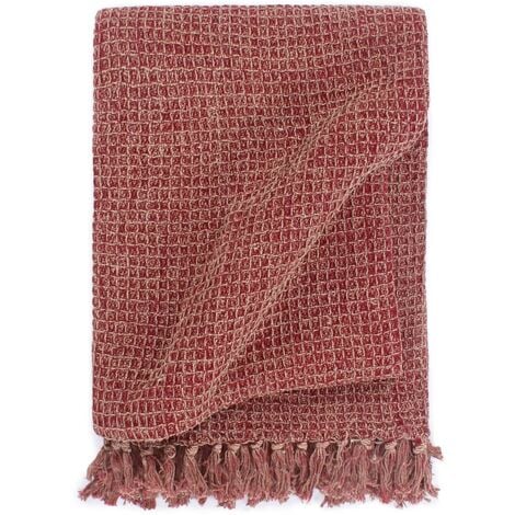 Throw Cotton 220x250 cm Burgundy vidaXL