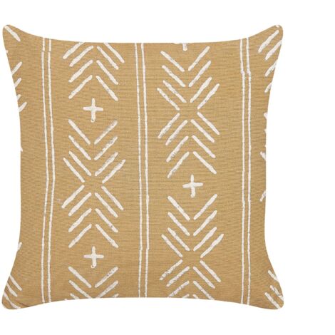 Throw Cushion BANYAN Cotton 45 x 45 cm Sand Beige Geometric Pattern
